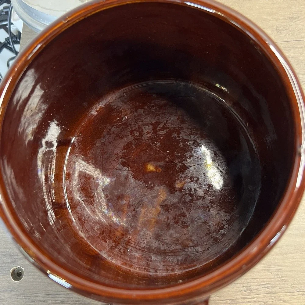 West‎ Bend Bean Pot 1960's W/ Lid Crock Brown Glazed Pottery Stoneware *Read